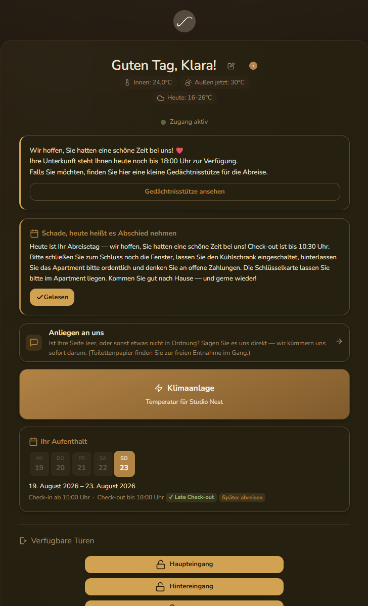Gästeportal Übersicht