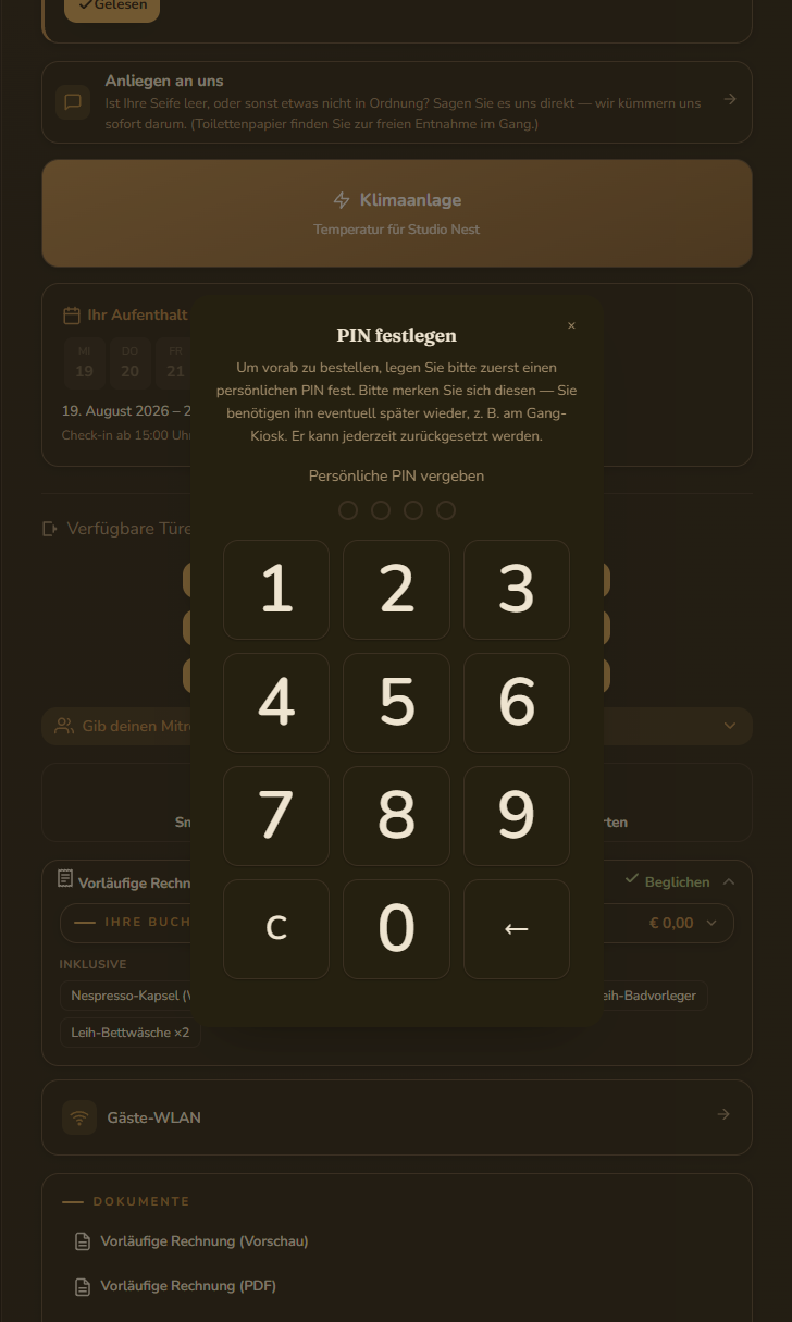 Gästeportal PIN-Sicherheit